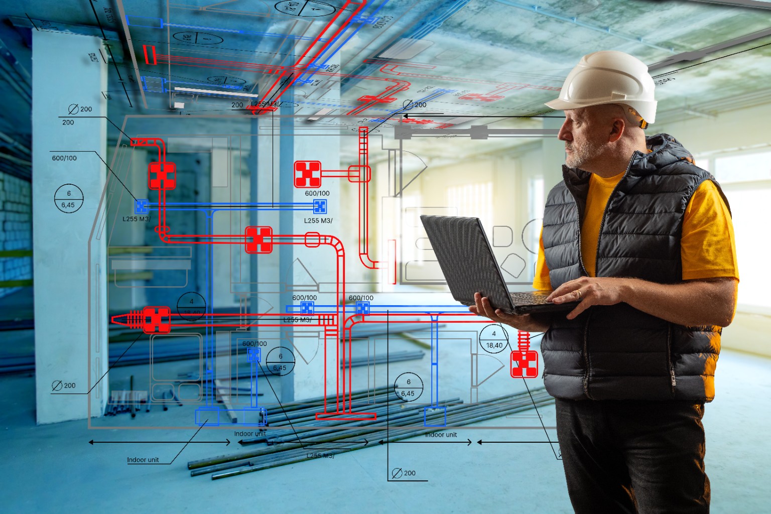 MEP engineer reviewing systems