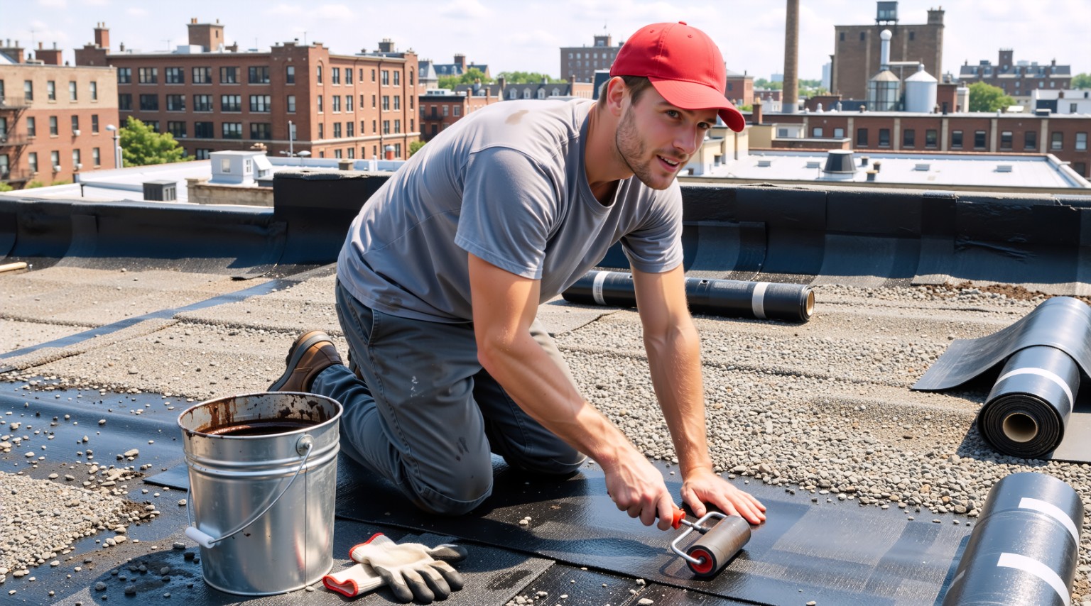 Waterproofing application on a roof